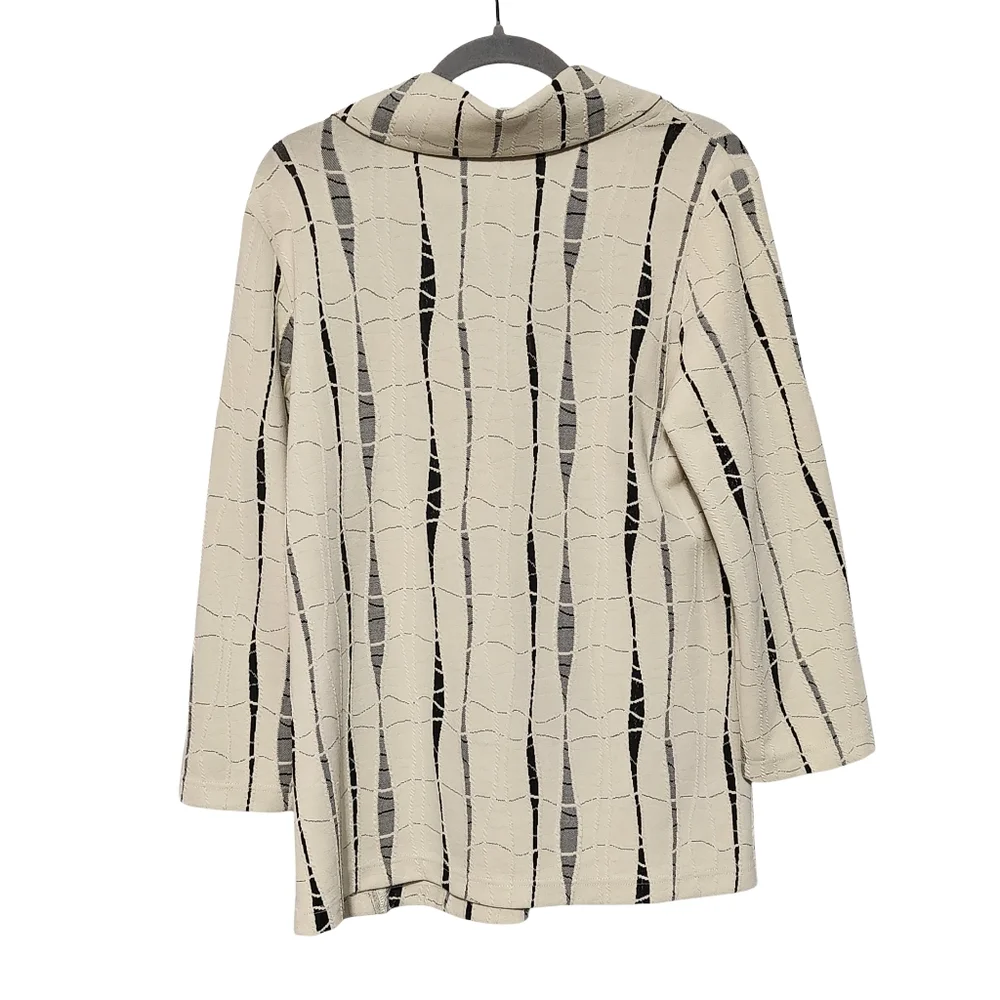 ALI MILES Tunic Womens Medium Ivory Black Jacquard Quiet Luxury Abstract Artsy - Picture 7 of 12